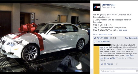 Hơn 100.000 người dùng Facebook bị “lừa” vì quà Giáng sinh từ BMW M Power?